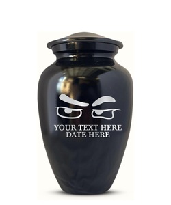 Disappointed Eyes Large Human Cremation Urn for Adult Ashes Men Woman Engraved Aluminum Finish Urn with Name Black Custom Size - Product Image 2