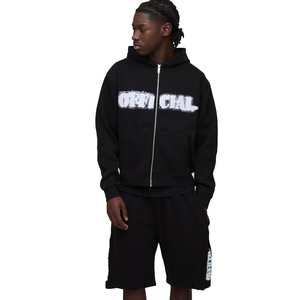 2025 pantalones cortos de chándal de gran tamaño y conjuntos de Sudadera con capucha 100% algodón serigrafía Logo Drop Shoulder Twin Set para hombres - Product Image 1