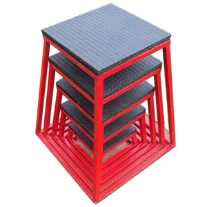 Strength training plyometric jump box for conditional training set of 5 in premium metal and cushioned top at wholesale pri