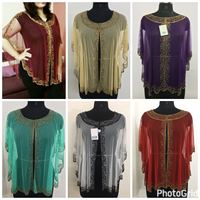 Nouvelle Robe Décontractée Grande Taille Algérienne de Haute Qualité, Poncho en Tulle Brodé à la Main de Perles et Paillettes, Idéale pour Soirées et Clubs