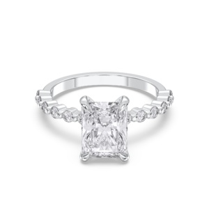 แหวนหมั้นเพชรกลมตัด3.00CT สดใสสำหรับทุกเพศ3.42กะรัต E-VVS-VS ห้องแล็บปลูกชุบทองคำขาวปรับแต่งได้ใช้ได้ทุกเพศ - Product Image 1