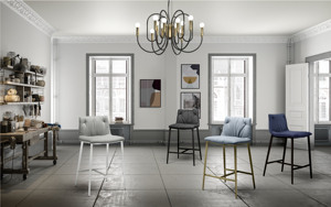 Luxury Fabric Bar <b>Stool</b> Elegant Metal Legs Kitchen Counter Height <b>Stool</b> Chair without Arms - Product Image 2