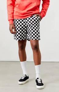 Shorts de course à carreaux pour hommes, imprimé damier noir et blanc, shorts en molleton, streetwear Y2K, logo personnalisé, graphique - Product Image 2