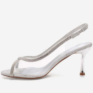 Sandales CATALINA pour femmes Unze London, chaussures de soirée transparentes décorées de strass, en fibre de polyester - Product Image 3