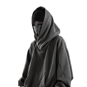 Vente en gros sur mesure Sweat à capuche d'hiver en polaire épaisse de haute qualité Sweat à capuche surdimensionné à épaules tombantes Sweats à capuche amples à col haut - Product Image 4