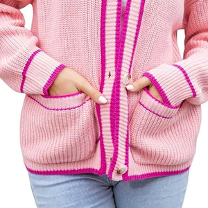 Suéter rosa suave con colores personalizados y suéter de cárdigan de punto bordado para suéter informal de fraternidad de hermandad universitaria - Product Image 4