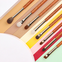 Ensemble de pinceaux de maquillage cosmétique professionnels, manche en bois, virole en aluminium pour le maquillage du visage et des yeux
