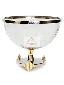 Bol de service de bonbons de forme demi-ronde Design de feuille plaqué couleur or fabriqué à partir de plaques et bols en métal en aluminium tasses de stockage des aliments - Product Image 6