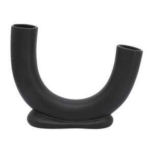 Vase noir de style moderne, sculpture abstraite, objet décoratif de table de salon, plantes artificielles en aluminium, pot de fleurs, décoration d'intérieur - Product Image 1