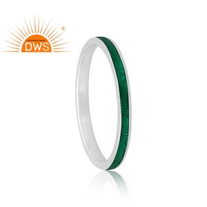 Best Selling Fine Sterling Silver <b>Green</b> Enamel Design Band Ring Custom <b>Jewelry</b> for Women Gift for Her - Product Image 3