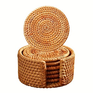 Posavasos de mimbre hecho a mano, posavasos redondos de mimbre para bebidas, posavasos de hierba marina Natural, manteles decorativos para boda, mesa de mimbre de hierba marina - Product Image 6