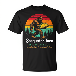 เสื้อยืดโปรโมชั่นซินโก เดอ มาโยสำหรับคนรักซัสควอตช์ ทาโก้ อาหารเม็กซิกัน - Product Image 2