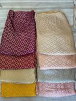 Tissu brocart écologique luxueux pour mariage, textile décoratif avec motifs floraux géométriques complexes tricotés pour robes