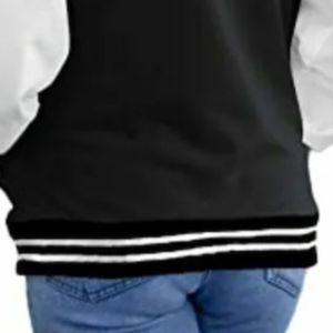 Chaquetas universitarias de diseño negro informal con logotipo M con color personalizado y mangas de cuero con logotipo Letterman Warm Varsity Jacket para unisex - Product Image 6