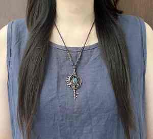 Collier de guérison de style bohème vintage fait à la main en cuivre macramé Design plaqué or Labradorite pendentif cadeau - Product Image 5