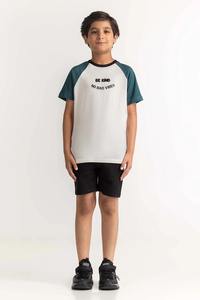 T-shirt à manches courtes et col ras du cou tricoté en coton 100% élégant pour garçons et enfants, tenue décontractée pour l'école d'été - Product Image 5