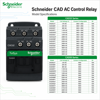 Relais de commande AC Schneider Electric TeSys CAD32 CAD50 24V 110V 220V 380V 3NO 2NC 5NO Relais auxiliaire industriel