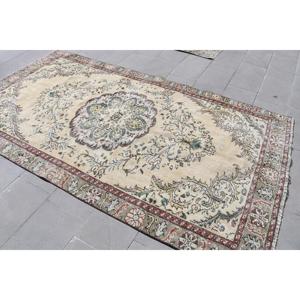 Grand tapis vintage 5,1x9,1 pieds, tapis persan rouge et vert en laine - Product Image 2