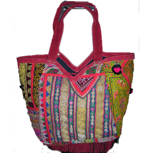 กระเป๋าผ้าฝ้ายหลากสีขนาดใหญ่งานปิดด้วยซิปแบบพกพาเส้นด้ายที่ซับซ้อนความจุขนาดใหญ่สำหรับใช้ในชีวิตประจำวันกิจกรรมทางวัฒนธรรม - Product Image 1