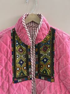 Handcrafted Vintage Embroidered Patchwork <b>Velvet</b> Jacket Boho Ethnic Winter Coat - Product Image 4