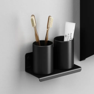 ที่ใส่แปรงสีฟันสีดำทนทาน2ชุดดีไซน์แข็งแรงและเพรียวบางเหมาะสำหรับห้องน้ำครอบครัวสำนักงานและโรงแรมราคาพิเศษ - Product Image 1