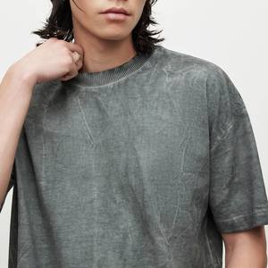 T-shirt pour homme 100 % coton, coupe classique, épaules tombantes, col ras du cou côtelé, couleur unie, tricoté, écologique, séchage rapide, personnalisable - Product Image 3