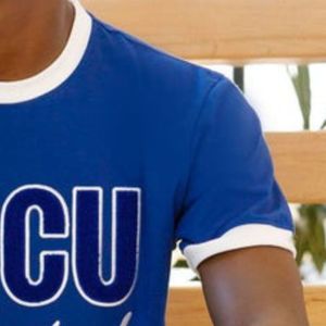 HBCU Educated Mens Blue White Chenille <b>Tee</b> Cotton Contrast Trim Collegiate Apparel <b>Black</b> Greek Life University Pride <b>Shirt</b> - Product Image 4