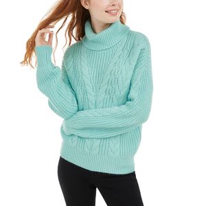 Maglione a Collo Alto Verde in Maglia Intrecciata Crave Fame Junior, Taglia Small, Casual Premium, Traspirante, Autunno Inverno, con Applicazioni Frontali - Product Image 1