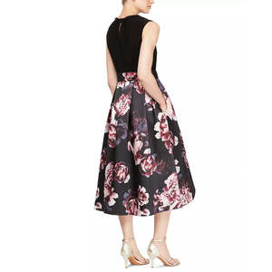 Abito da sera da donna Sl Fashions con stampa floreale, colore antracite, taglia XL, silhouette a trapezio e a balze, in chiffon, con vita impero - Product Image 2