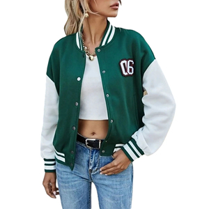 Venta al por mayor en blanco bombardero chaqueta universitaria hombres Letterman logotipo personalizado Pu mangas Varsity chaqueta hombres Stand lana moda - Product Image 5