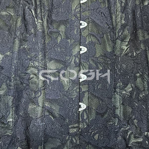 Minivestido Corsé Gótico de Satén Oliva con Encaje y Varillas de Acero Sobre el Busto |   Corsé Victoriano Steampunk para Entrenamiento de Cintura - Product Image 6