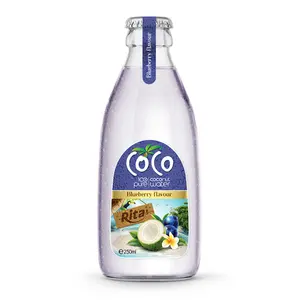 越南制造产品OEM/ODM价格优惠的椰子水蓝莓味250毫升玻璃瓶