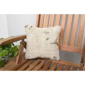 Luxury 18x18 Beige Kilim Patchwork Wool <b>Pillow</b> 12x12 Inch Rustic Floral Print Throw <b>Pillow</b> for Bedding Floor Portable Woven - Product Image 1