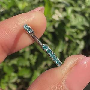 Blue Lab Grown VS Clarity Round Brilliant Cut Wedding Band with Open <b>Gap</b> Elegant Diamond Rings Collection for Women - Product Image 2