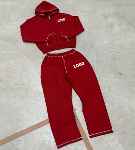 Haute qualité hommes demande personnalisée Logo survêtement surdimensionné hommes ensembles 2025 sweat à capuche et pantalon hommes 100% coton polaire survêtements - Product Image 5