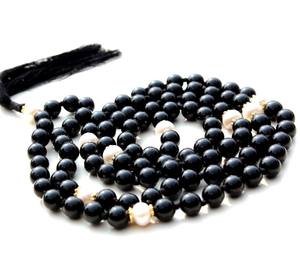 Colliers en perles de tourmaline solaire de haute qualité, 108 nœuds, faits à la main, style bohème indien, hindou, 6 mm, perles polies - Product Image 4