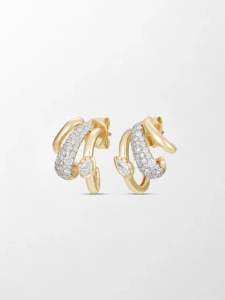Pendientes de Diamantes Cultivados en Laboratorio con Forma de Lágrima, 1.31 Ct, Color GH, Claridad VS, 95 Piedras, Oro Amarillo de 14K, Destellos Delicados - Product Image 2