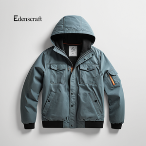 Veste en toile à capuche d'hiver lourde pour hommes vêtements d'extérieur durables et résistants à l'eau et écologiques superposition confortable par temps froid - Product Image 4