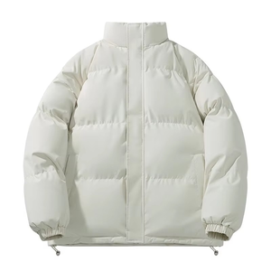 <b>Men</b> Winter Puffer <b>Jacket</b> Breathable Cold-proof Hooded Solid Color Regular Sleeve Versatile Front Logo Outerwear - Product Image 4