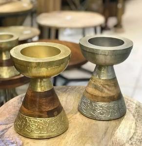 Brûleur d'encens en laiton avec base en bois incrustation de nacre et d'os pour la diffusion d'encens arabe et d'aromathérapie - Product Image 6