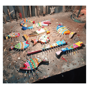 100% <b>Wood</b> Colorful Natural <b>Wood</b> Fish Wall Decor Colored Wooden Wall Hanging Fish Home Decoration - Product Image 2