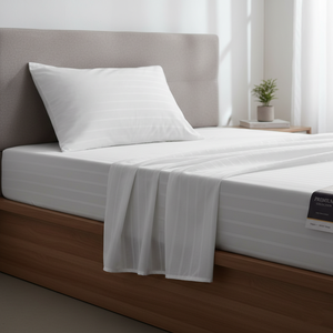 Sábana individual de satén a rayas suave clásica 300TC tela de algodón transpirable protección contra ácaros del polvo comodidad duradera durabilidad - Product Image 1