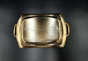 Elegant Hammered Metal Serving <b>Trays</b> <b>Large</b> Plate for Cheese Coffee Tea Desserts Party Dinnerware Kitchenware Supplies Items - Product Image 3