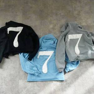 Patch brodé personnalisé, sweat-shirt à capuche oversize à épaules tombantes pour homme, streetwear, ourlet brut, haut de yoga, 100% coton, lettre - Product Image 3