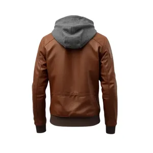 Veste de moto Leon Kennedy RE4 en cuir véritable, col à capuche, coupe-vent, fermeture éclair, taille XS, homme, polyester - Product Image 5