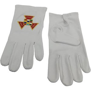 Maçonnique Regalia Standard Or Style Boussole Visage Gants En Coton Blanc Taille Unique Convient À La Plupart - Product Image 2