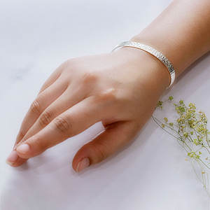 Hammered <b>Silver</b> Designer 925 Solid Handmade Women <b>Adjustable</b> <b>Bracelets</b> Jewelry for Wholesale - Product Image 4