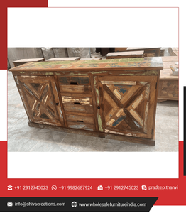 Gabinete de 3 cajones de madera reciclada moderno a granel al por mayor, diseño rústico para decoración del hogar para sala de estar o cocina - Product Image 2