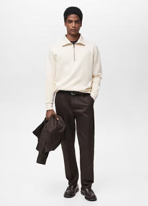 Sweat-shirt à capuche décontracté pour homme 100% coton French Terry à manches longues Quarter Zip Design brodé léger - Product Image 5