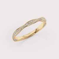 Anillo de Boda Curvo con Diamante Redondo Cultivado en Laboratorio, Certificado por IGI, Oro Amarillo/Blanco y Rosa de 18K con Baño de Rodio para Mujer